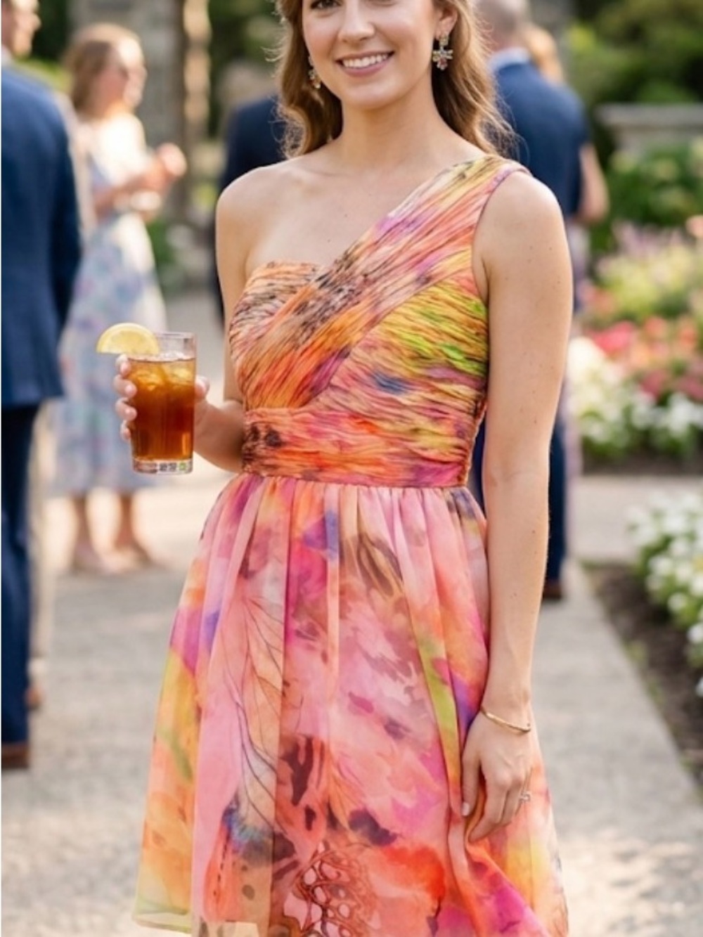 dELiA*s One-Shoulder Multicolor Chiffon Cocktail Dress